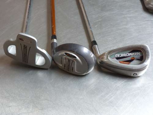 9x Tiger Shark Hammerhead Golf clubs, 9 in total,S,Pitch wedge,5,6,7,8,9,Putter,hybrid 4 high launch