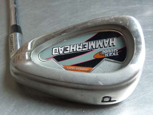 9x Tiger Shark Hammerhead Golf clubs, 9 in total,S,Pitch wedge,5,6,7,8,9,Putter,hybrid 4 high launch