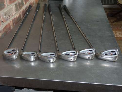 9x Tiger Shark Hammerhead Golf clubs, 9 in total,S,Pitch wedge,5,6,7,8,9,Putter,hybrid 4 high launch
