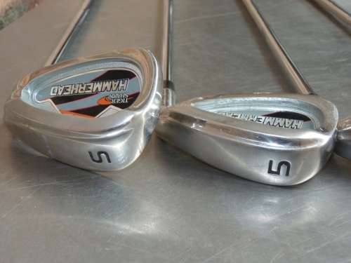 9x Tiger Shark Hammerhead Golf clubs, 9 in total,S,Pitch wedge,5,6,7,8,9,Putter,hybrid 4 high launch