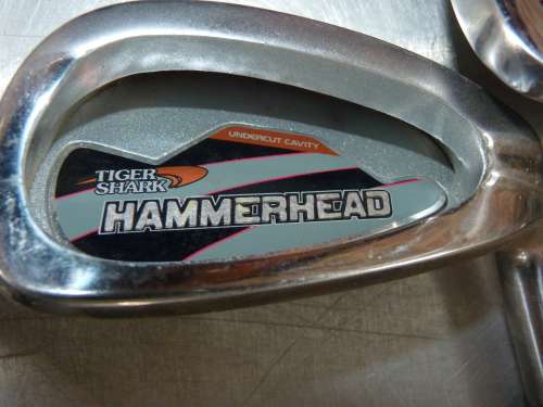 9x Tiger Shark Hammerhead Golf clubs, 9 in total,S,Pitch wedge,5,6,7,8,9,Putter,hybrid 4 high launch