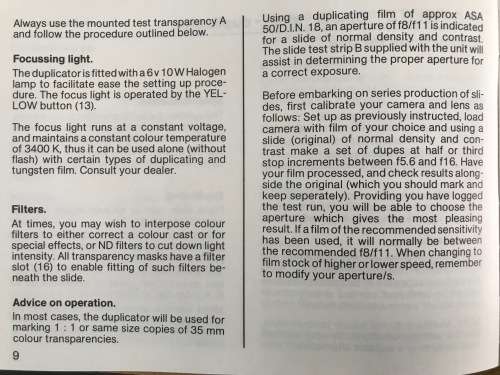 Multiblitz Color SLIDE-Duplicator. Made in W.Germany