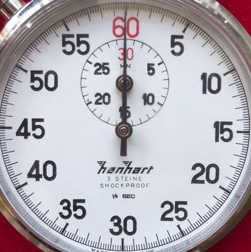 Vintage German Hanhart stopwatch 3 Steine (Jewels) shockproof 1/5sec