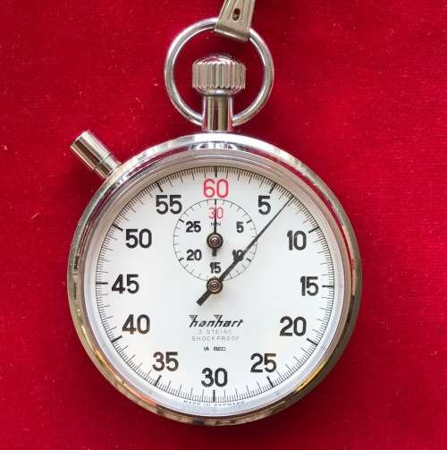 Vintage German Hanhart stopwatch 3 Steine (Jewels) shockproof 1/5sec