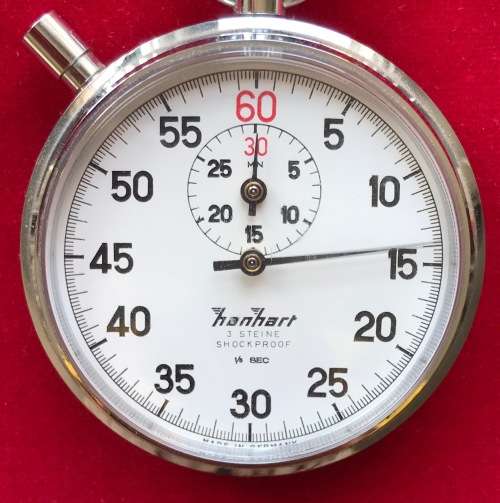 Vintage German Hanhart stopwatch 3 Steine (Jewels) shockproof 1/5sec