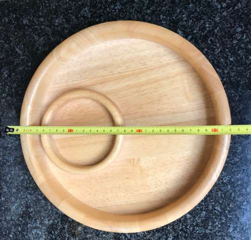WOODEN HANDMADE HEAVY SNACK BOWL , 32CM