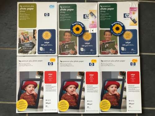HP photo paper lot glossy, old stock, still sealed ,A4,