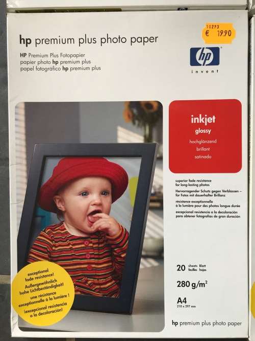 HP photo paper lot glossy, old stock, still sealed ,A4,
