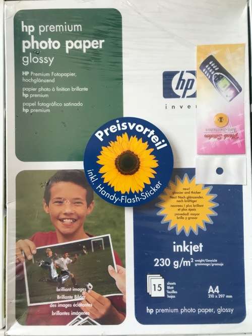 HP photo paper lot glossy, old stock, still sealed ,A4,