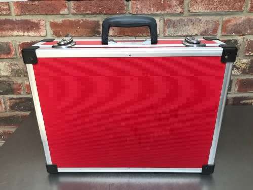 EmBag Hamburg Briefcase red 14cmx35cmx46cm , photo camera or tool case,preowned from Germany