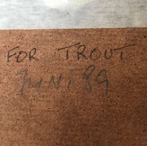 Wooden Frame with Trout Angle Fly Hooks Baits, made in Ireland, vintage, rare, from 1989