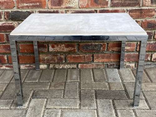 Coffee Tea Table stainless steel H45cm x L69 cm x D49cm from the 70s, vintage