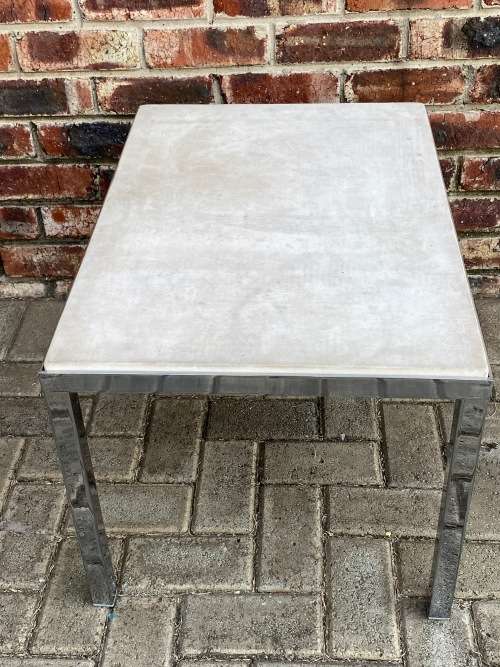 Coffee Tea Table stainless steel H45cm x L69 cm x D49cm from the 70s, vintage