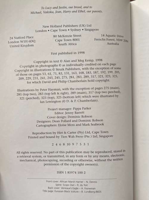 Sasol, Bird of Prey of Africa and its Islands, Alan &Meg Kemp,1998, english