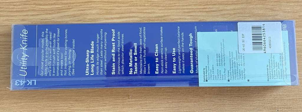 KYOCERA Utility Ceramic Knife LK-43, plastic/ceramic, blade length: 13 cm NEW ! Black Handle .