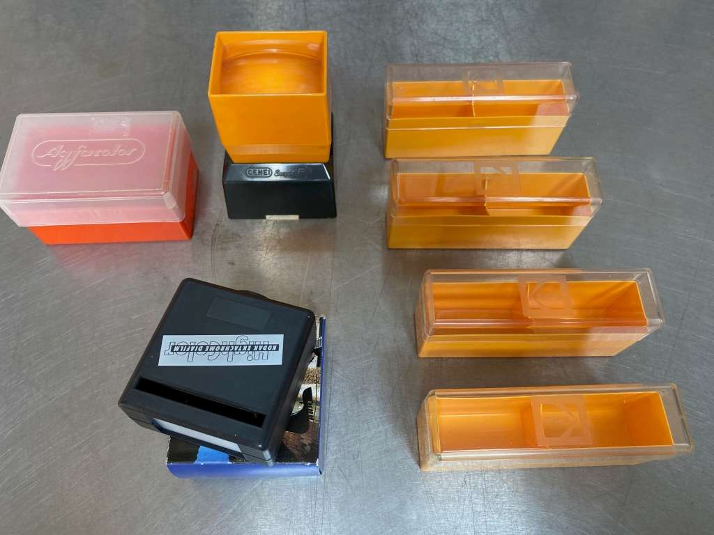Kodak slide boxes + Cenei Slide Viewer from Germany, collectors item