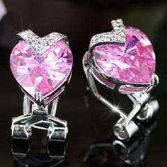 4 Carat Pink Heart Cut Sapphire Earrings