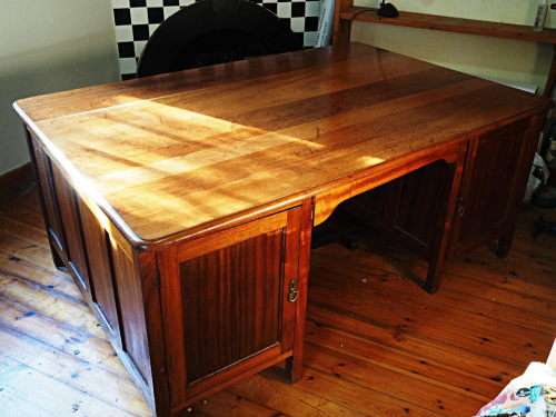 Very large solid wood (teak??) desk