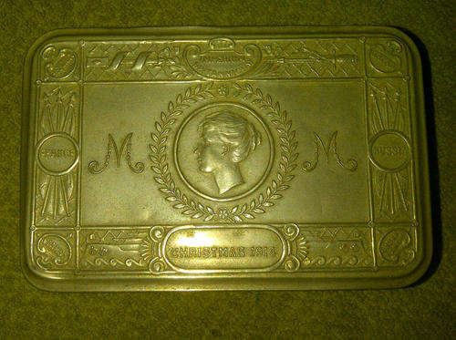 1914 Christmas Brass Tin