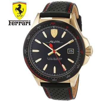 FERRARI PILOTA BLACK DIAL LEATHER STRAP MEN'S WATCH 0830490