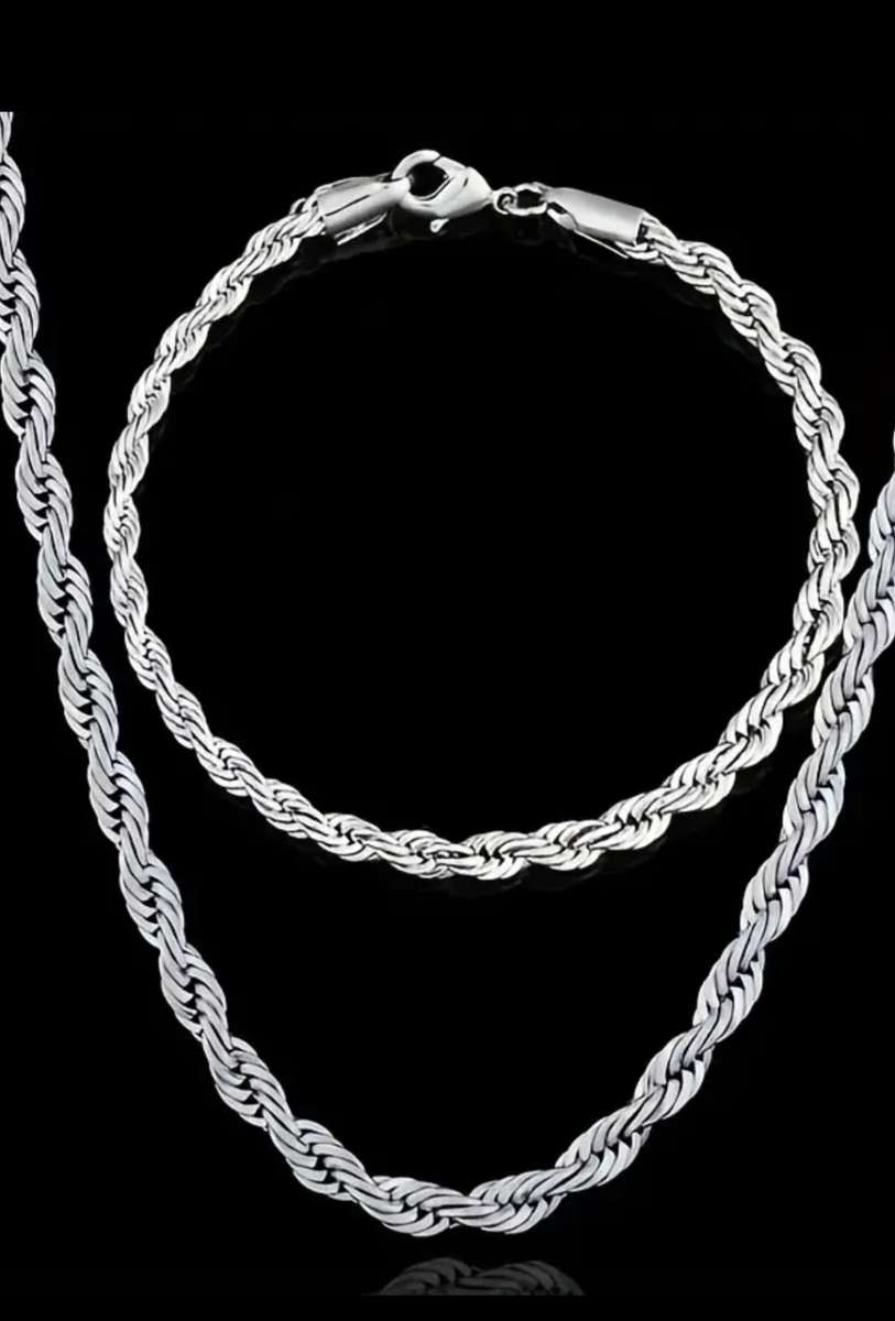 925 Silver plated Necklace and Bracelet Set