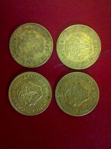 Set of *4* 1/2c 1961-1964 South African coins!!!