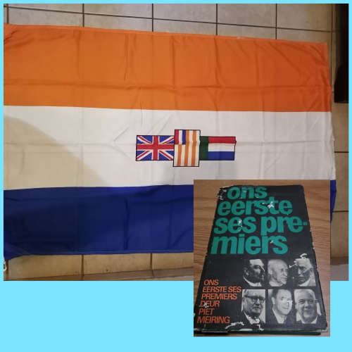 Old SA Flag and the book "Ons Eerste Ses Premiers"