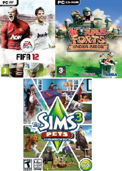 FIFA, Worms & The Sims 3 Pets (3 Game Bundle)