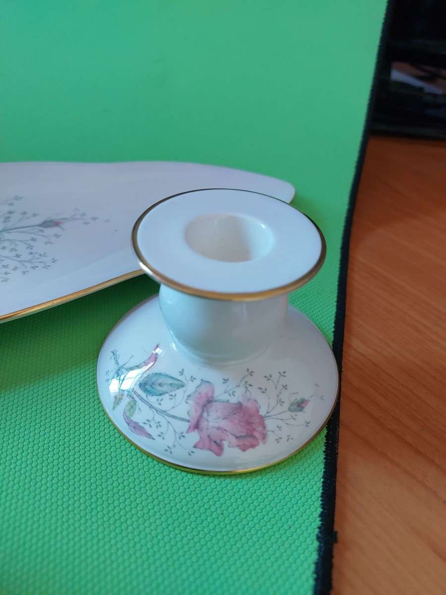 Vintage Carltonware Handpainted Candleholders and Tray