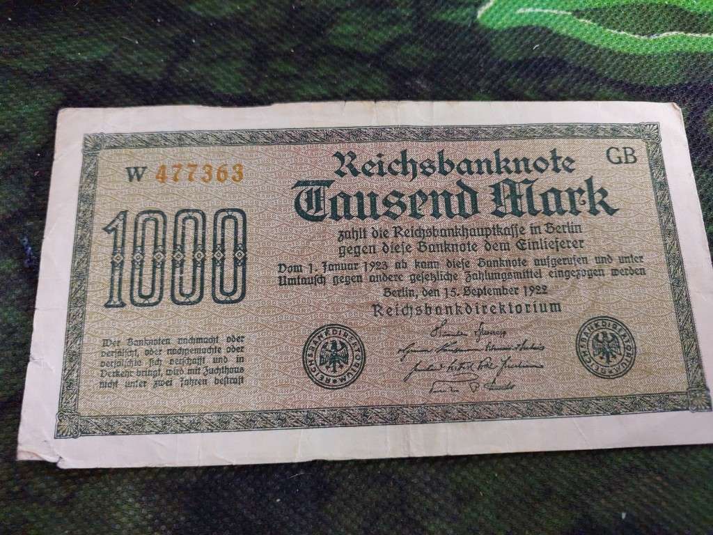 Reichsbanke 1000 FR - Very Old