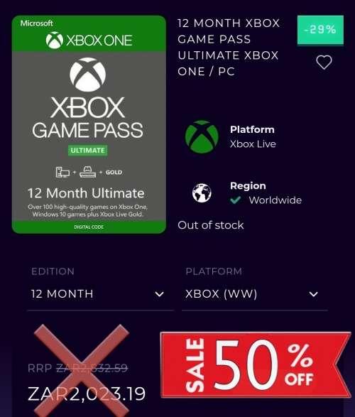 Xbox Game Pass Ultimate 12 Months (50% off Promotion)