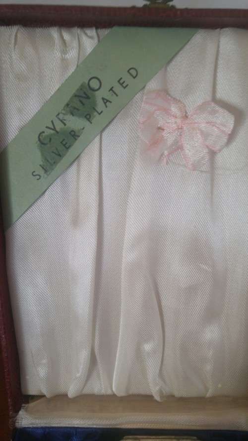 Vintage, silver-plated baby's boxed hairbrush set