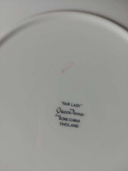 "Fair lady" Queen Anne bone china cake plate and sugar bowl