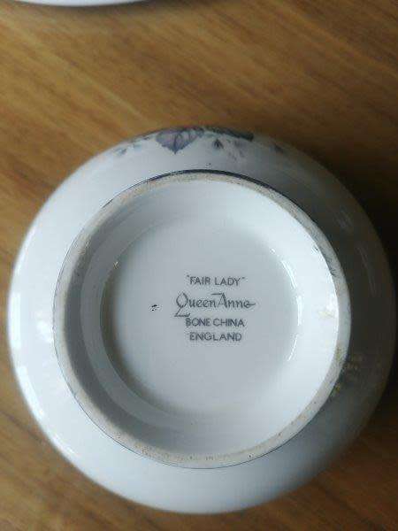 "Fair lady" Queen Anne bone china cake plate and sugar bowl