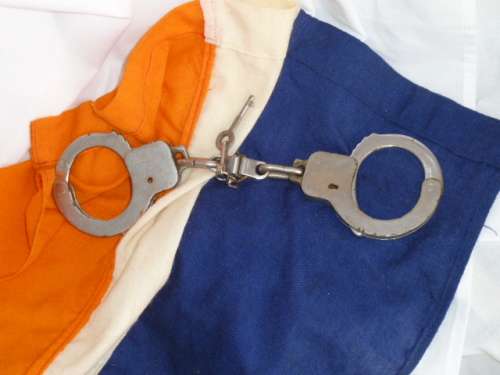 Police Hand-cuffs (circa - 1970's) with a key