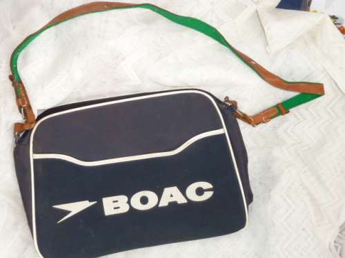 VERY RARE , BOAC  Pilot  / Plane Attendant Bag with Leather Sling