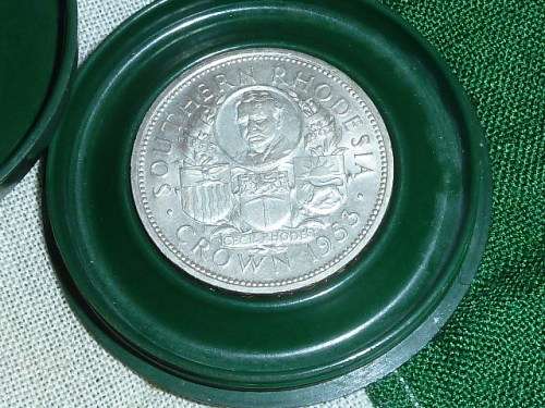 RHODESIA 1953 RHODES CENTENARY CROWN - in original holder  (Silver)