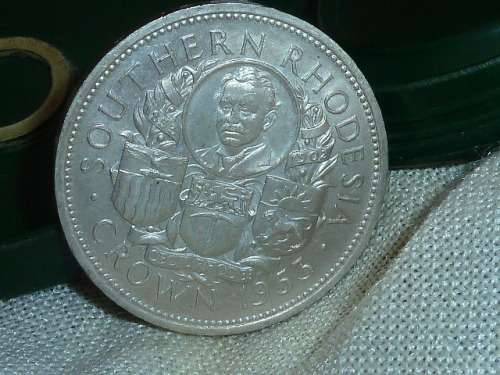 RHODESIA 1953 RHODES CENTENARY CROWN - in original holder  (Silver)