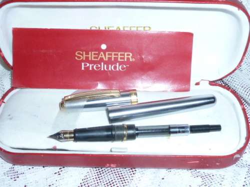 SHEAFFER PRELUDE - 342, brushed Chrome with a 22kt Trimming, vacuum cartridge filled in  BOX