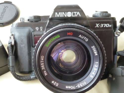 MINOLTA 35mm Camera, Auto-winder, Telephoto Lens, Flash