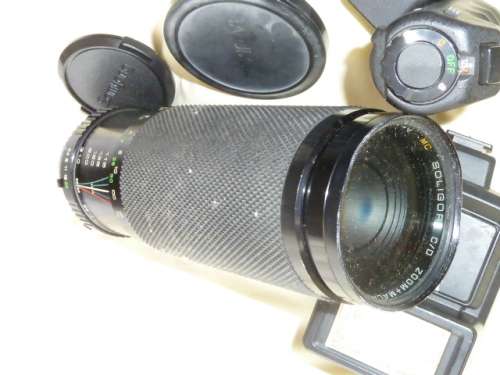 MINOLTA 35mm Camera, Auto-winder, Telephoto Lens, Flash