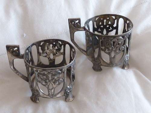WMF Art Nouveau  Tea cup Holders (Pair)
