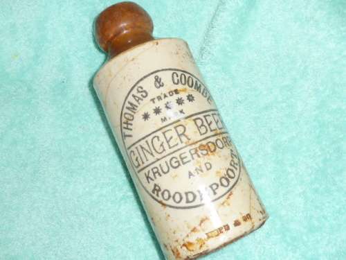 Ginger Beer Ceramic Bottle , Thomas Coombe, Krugersdorp and Roodepoort of 1800's