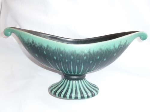 RARE "Green-Striped" Beswick boat shaped Vase circa 1930's