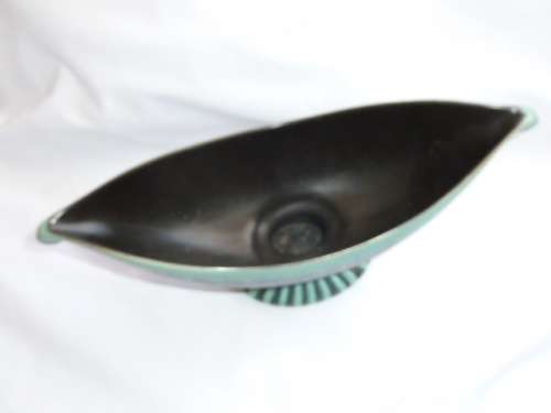 RARE "Green-Striped" Beswick boat shaped Vase circa 1930's