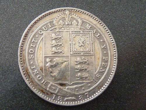1887 UK Silver Shilling (Jubilee) in VF/EF Condition