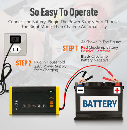 12V 6A Car Battery Motorcycle Battery Charger Intelligent Charging Repair Pulse Dual Mode Battery