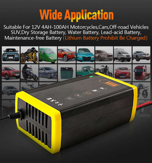 12V 6A Car Battery Motorcycle Battery Charger Intelligent Charging Repair Pulse Dual Mode Battery