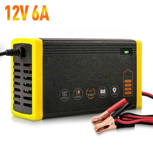 12V 6A Car Battery Motorcycle Battery Charger Intelligent Charging Repair Pulse Dual Mode Battery