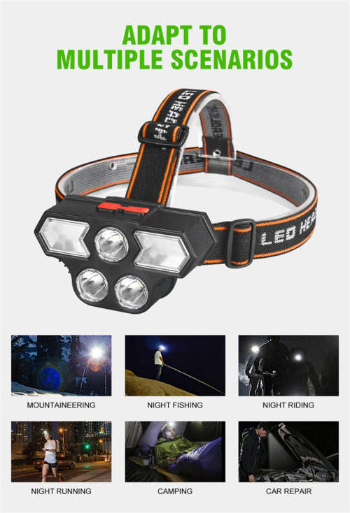 USB Rechargeable 4 Lighting Modes 800mah LED Headlight 11LED